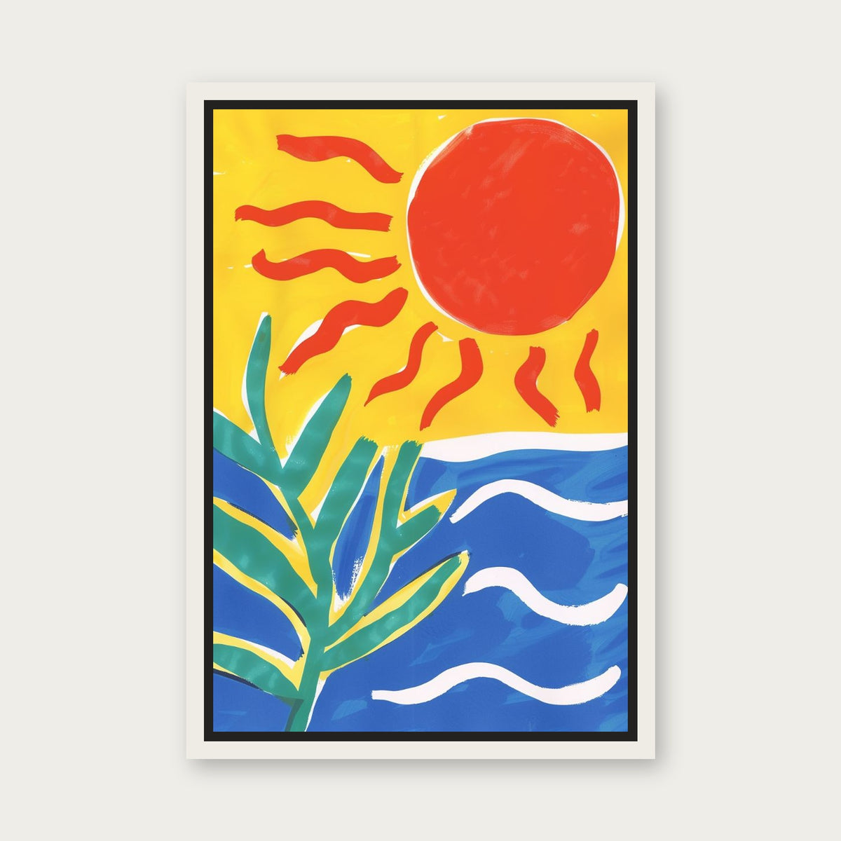 Sun Tide Floating Frame Canvas - White floating frame