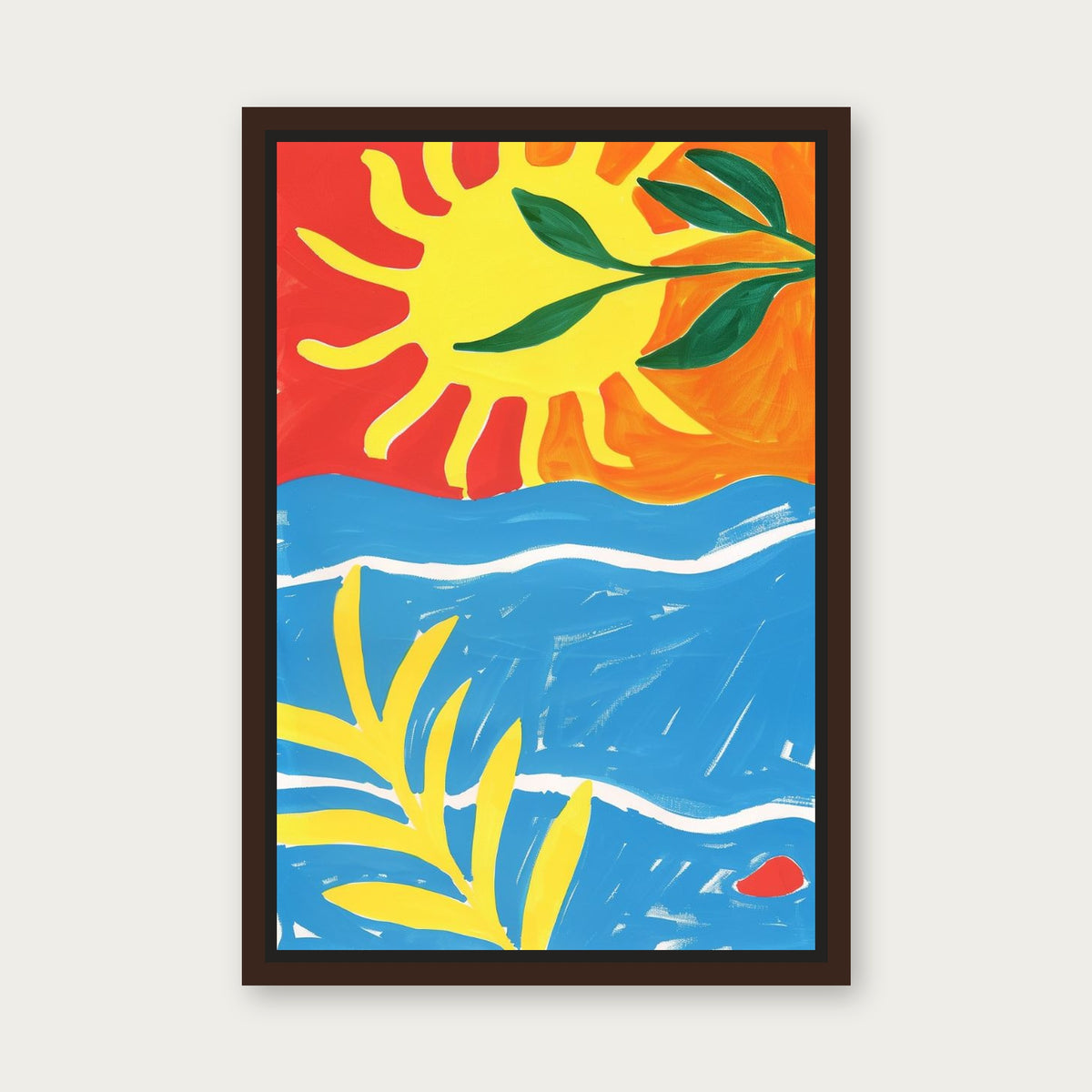 Sun Wave Floating Frame Canvas - Espresso floating frame