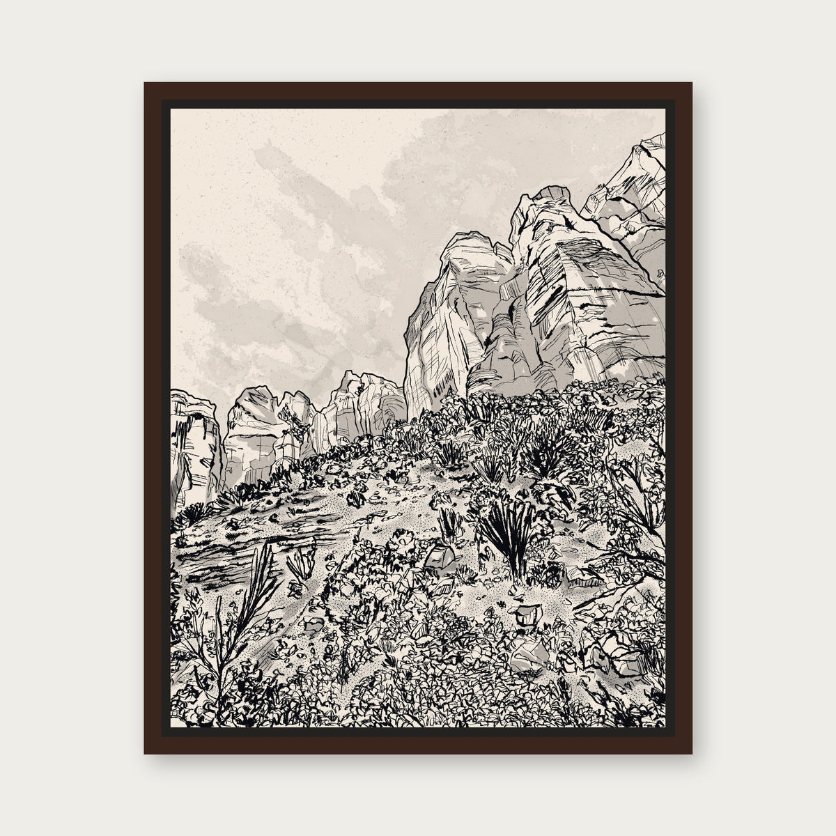 Sunday Stroll 1 Floating Frame Canvas - Espresso floating frame