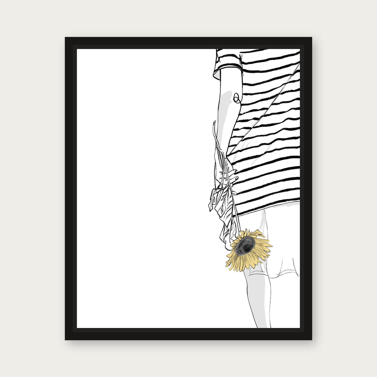 Sunflower 1 Floating Frame Canvas - Black floating frame