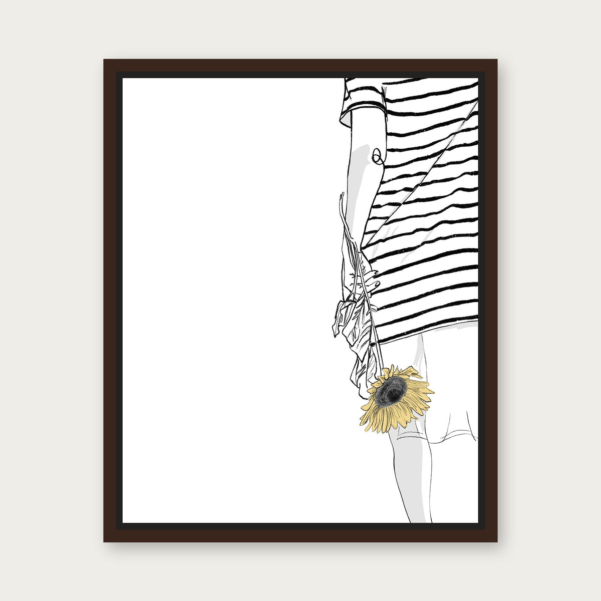 Sunflower 1 Floating Frame Canvas - Espresso floating frame