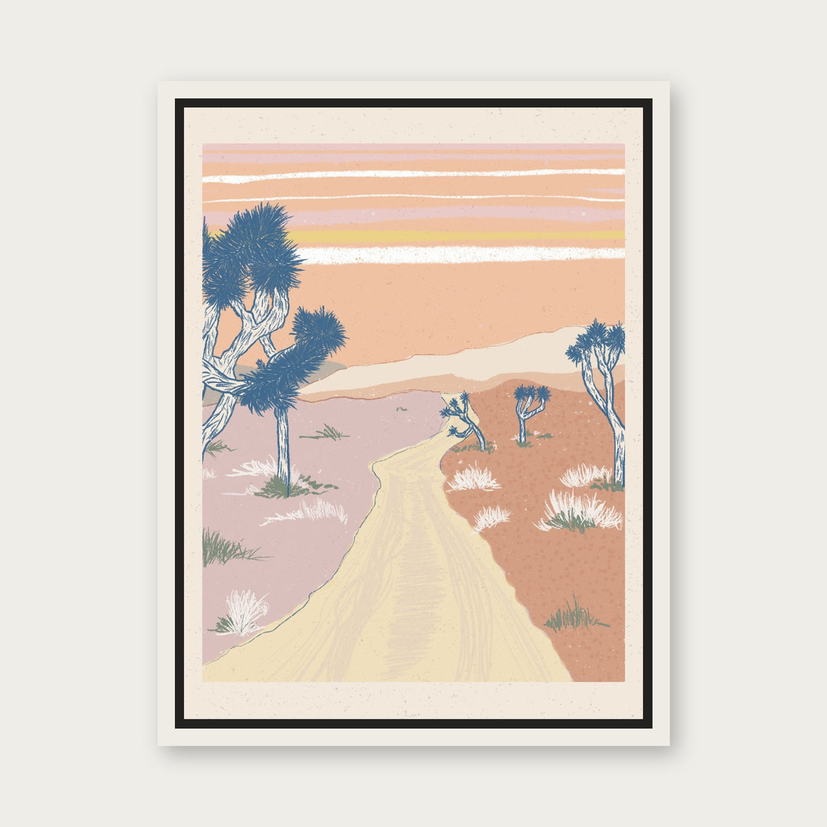 Sunset Drive 1 Floating Frame Canvas - White floating frame