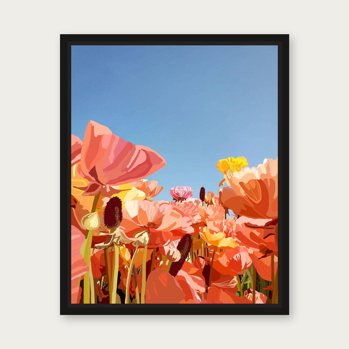 Super Bloom Floating Frame Canvas - Black floating frame