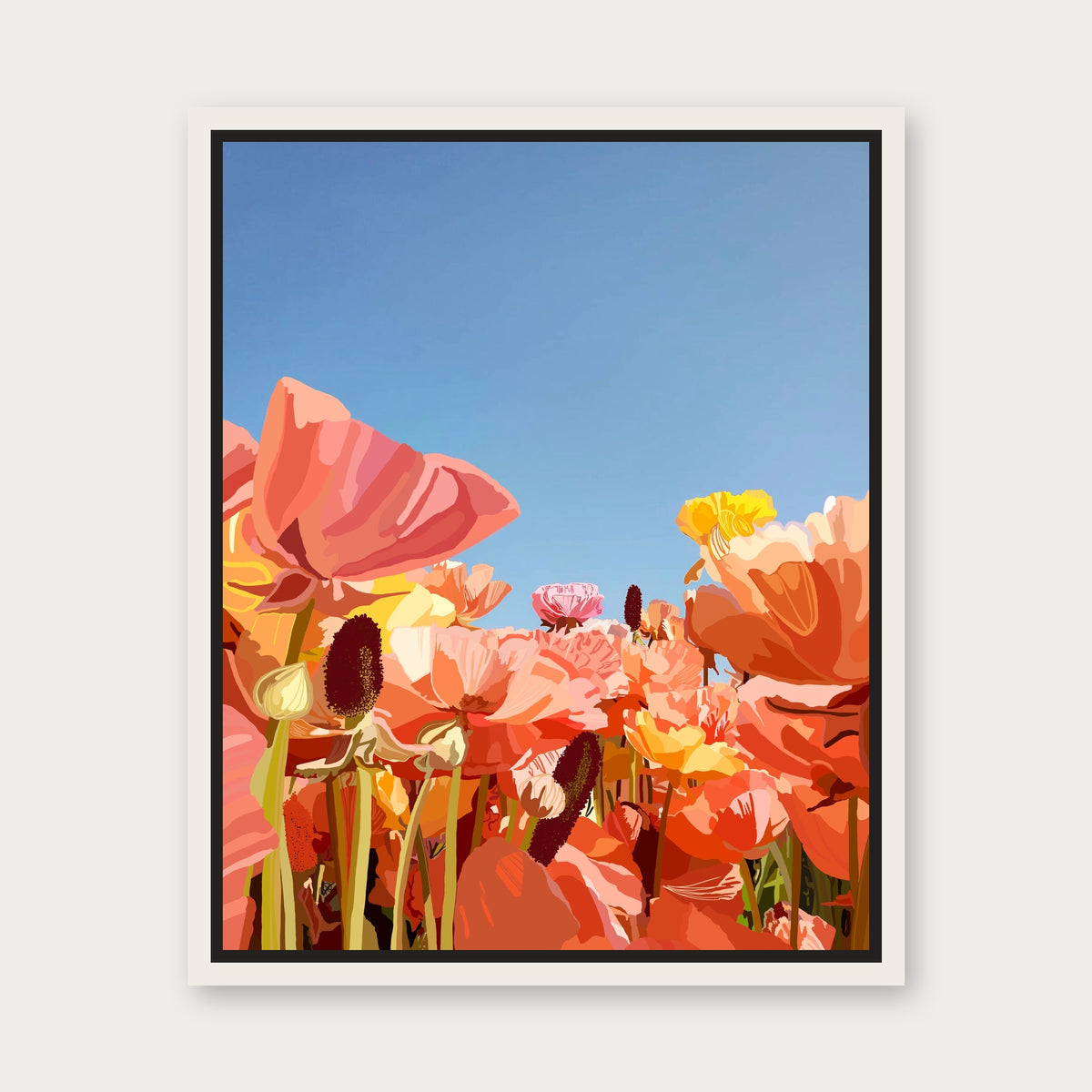 Super Bloom Floating Frame Canvas - White floating frame