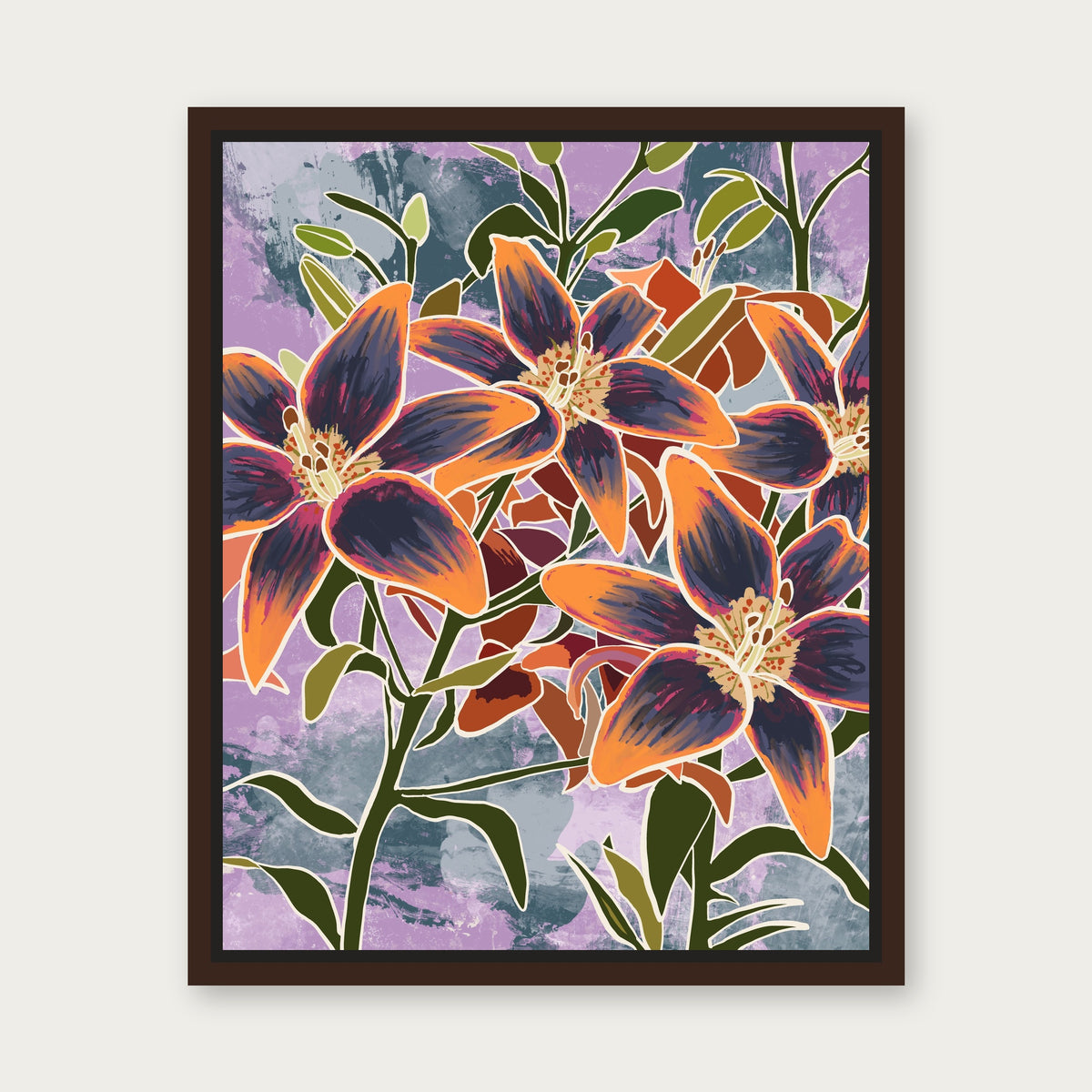 Tiger Floating Frame Canvas - Espresso floating frame