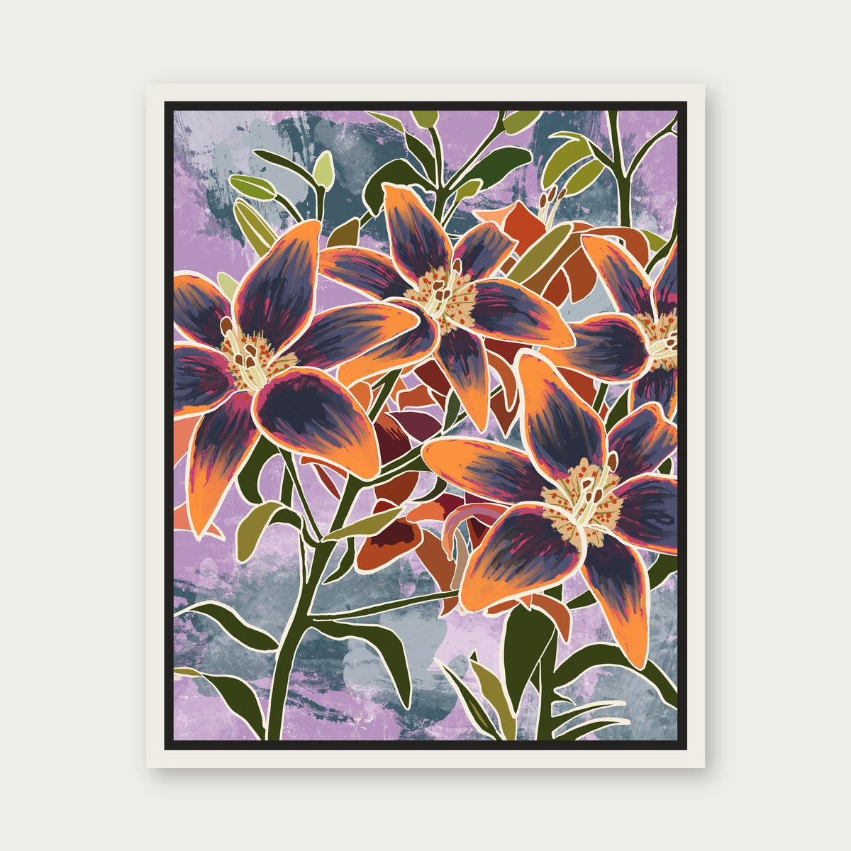 Tiger Floating Frame Canvas - White floating frame