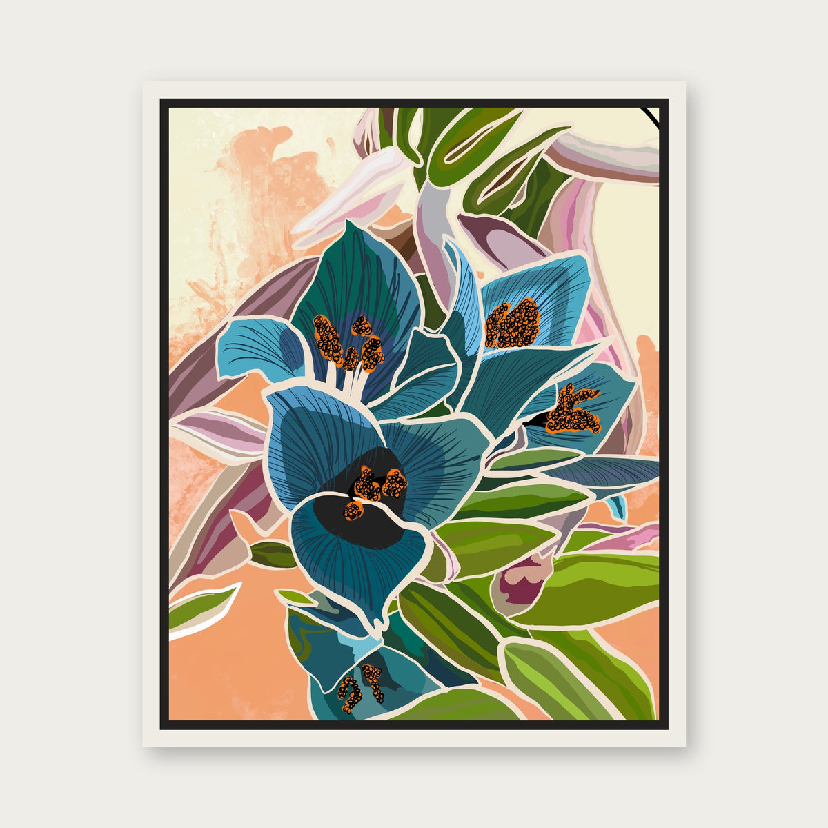 Tropics 1 Floating Frame Canvas - White floating frame