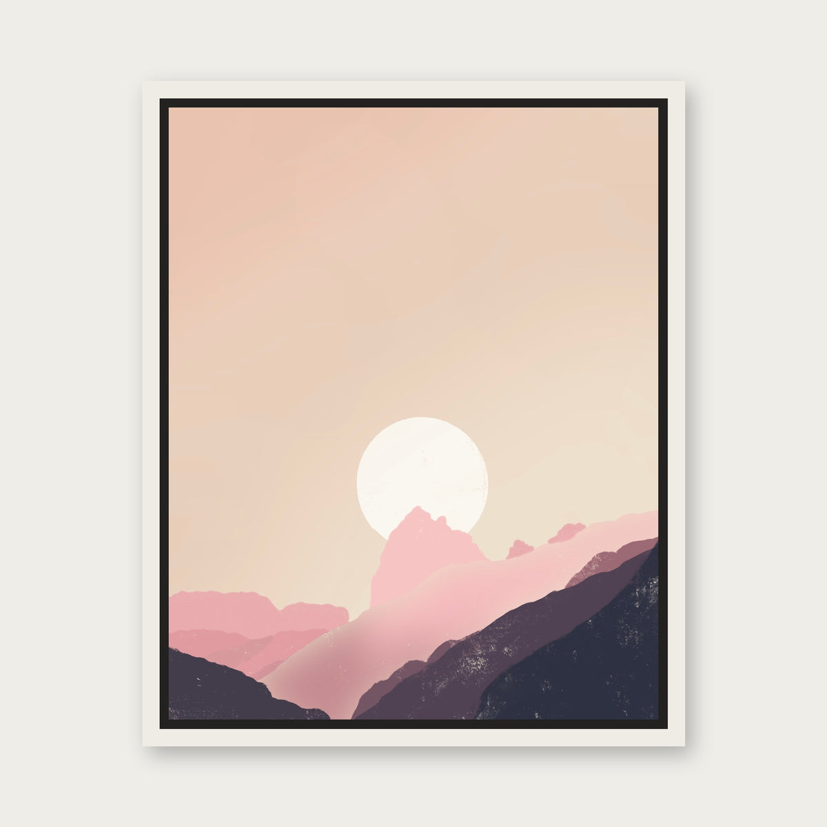 Valley Low 1 Floating Frame Canvas - White floating frame