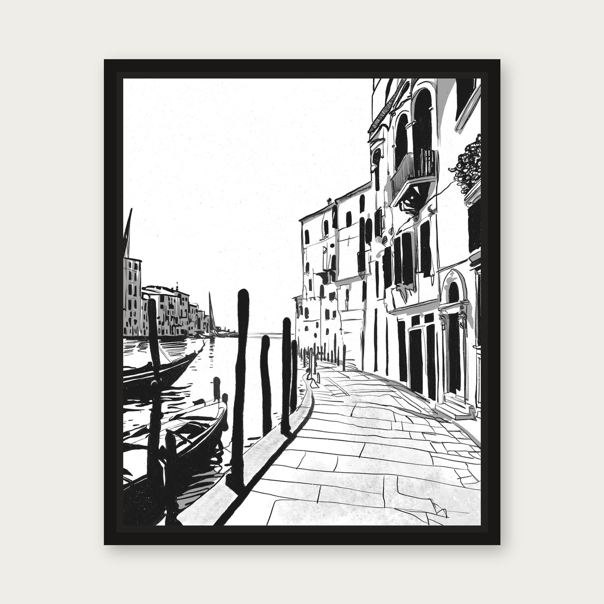 Venice In Spring Floating Frame Canvas - Black floating frame