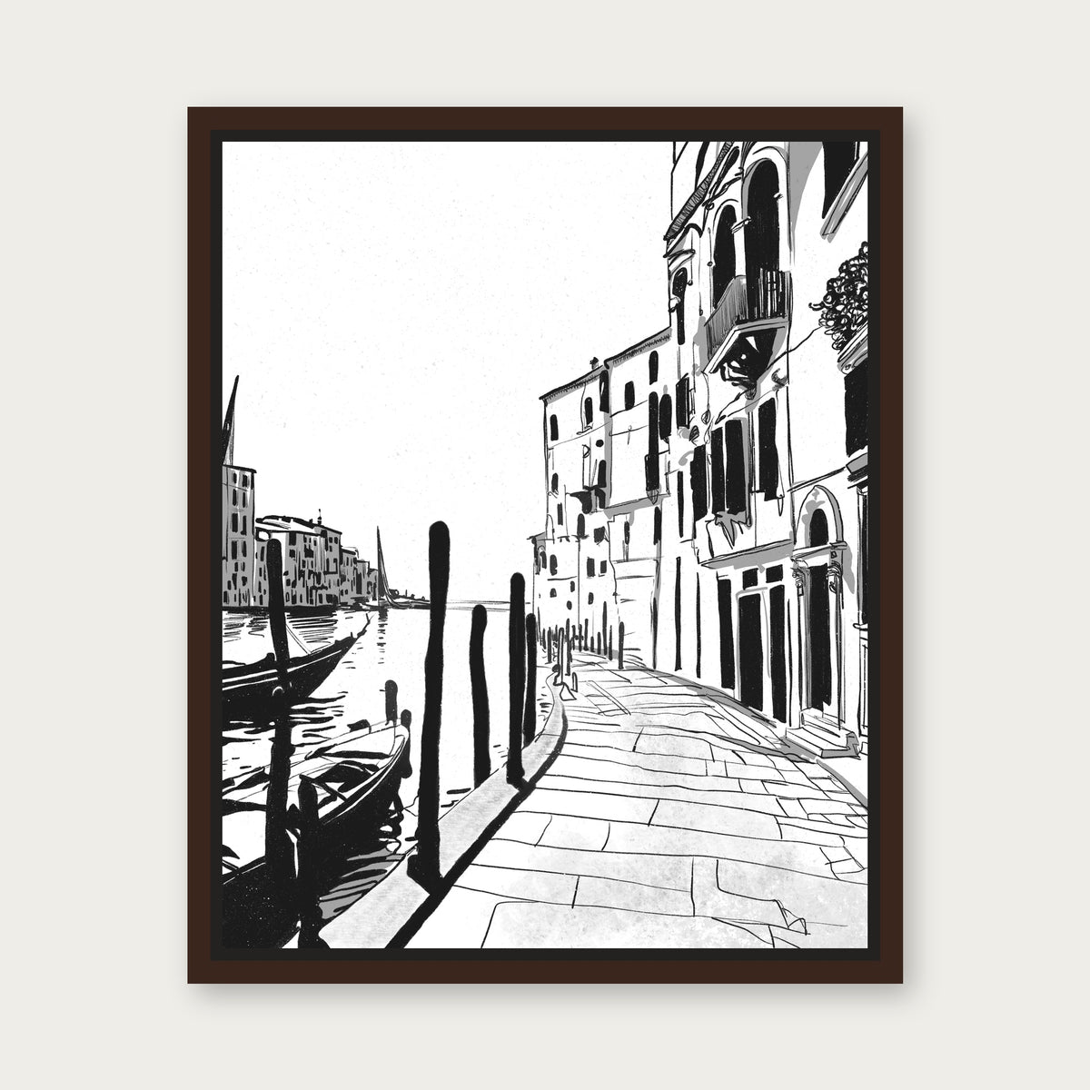 Venice In Spring Floating Frame Canvas - Espresso floating frame