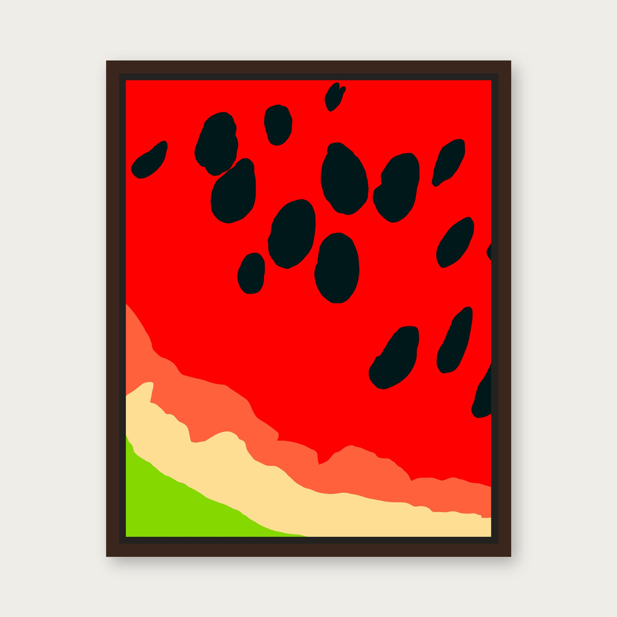 Watermelon Summer Floating Frame Canvas - Espresso floating frame