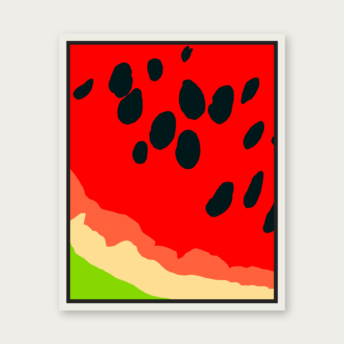 Watermelon Summer Floating Frame Canvas - White floating frame