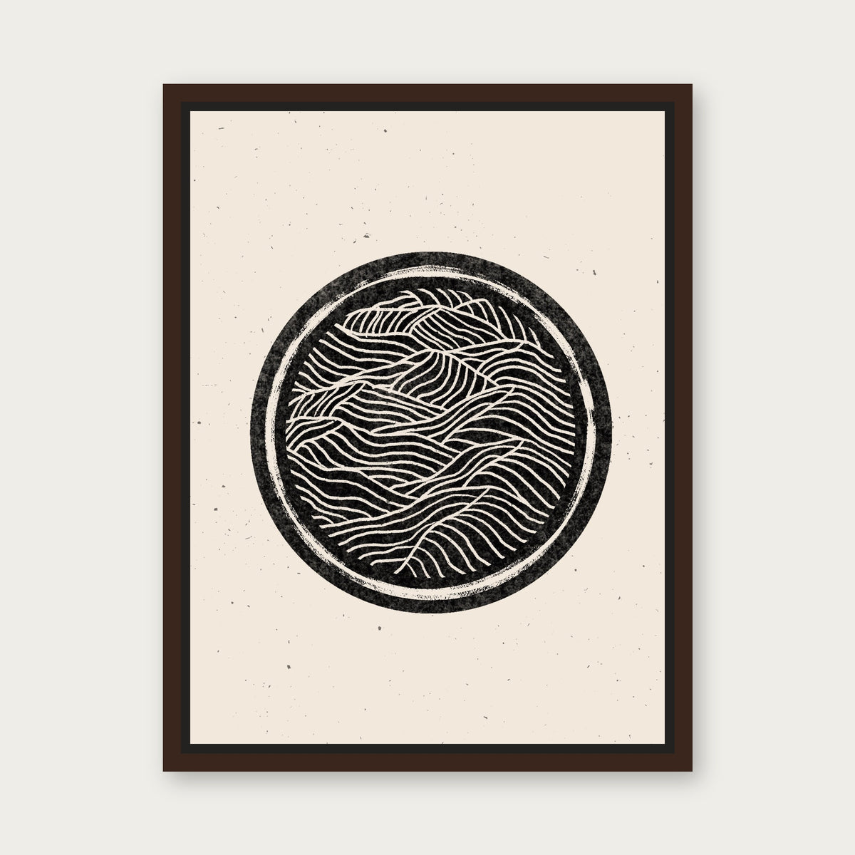 Waves 1 Floating Frame Canvas - Espresso floating frame