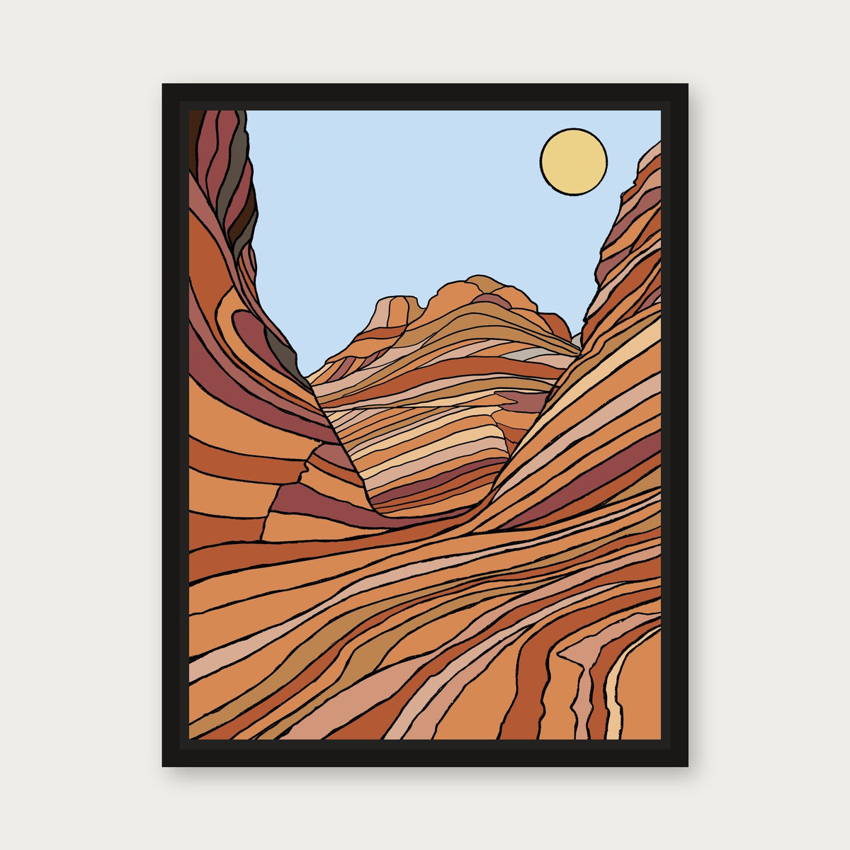 Wavy 1 Floating Frame Canvas - Black floating frame