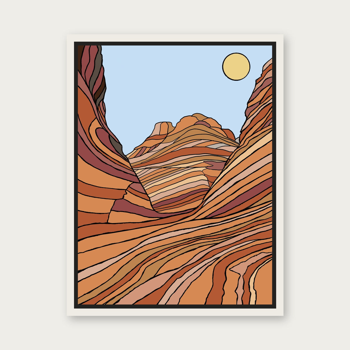 Wavy 1 Floating Frame Canvas - White floating frame
