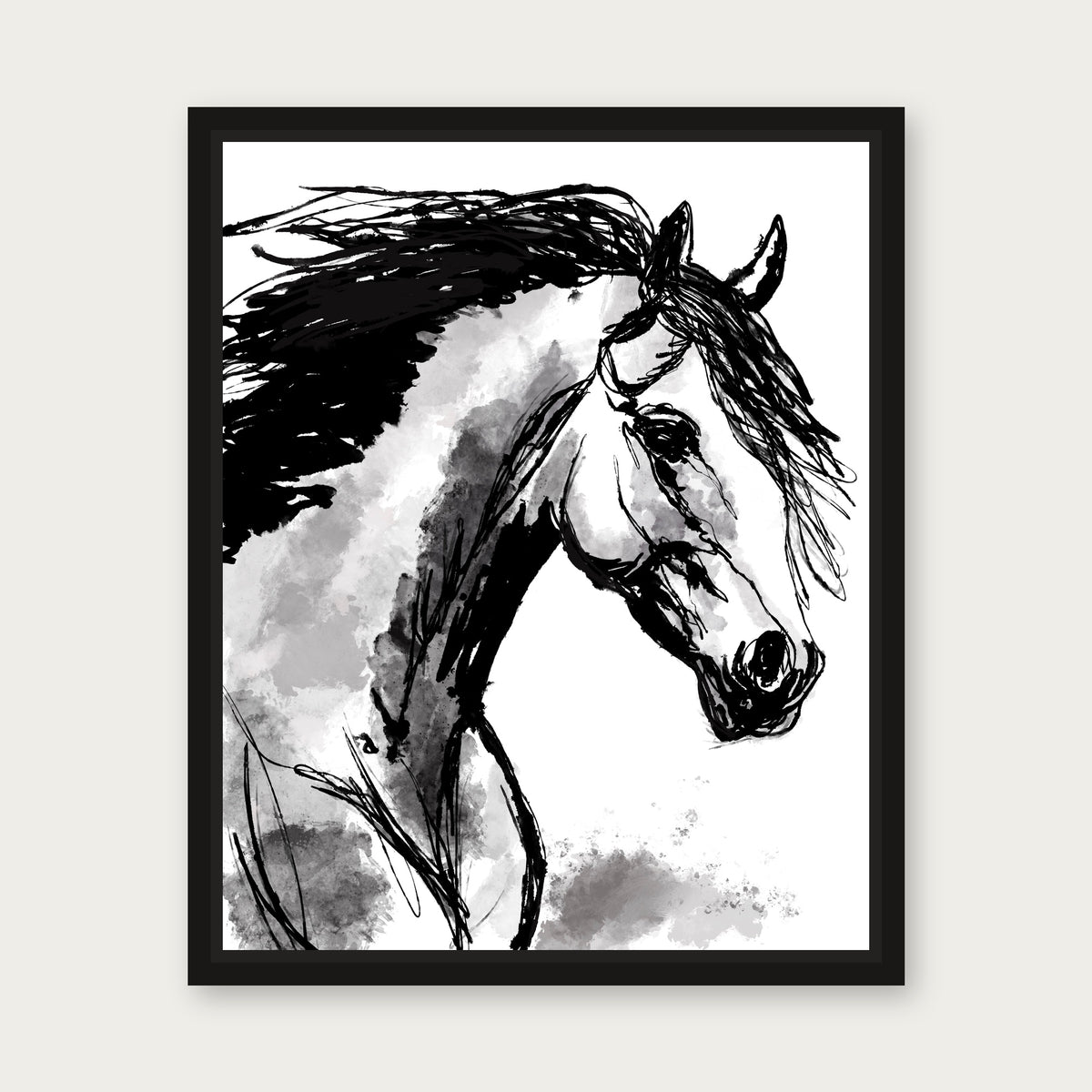 Wild Horse Floating Frame Canvas - Black floating frame