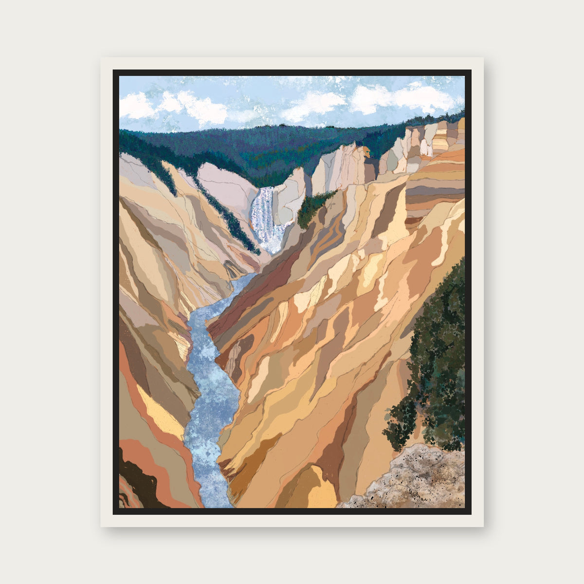 Yellowstone Floating Frame Canvas - White floating frame
