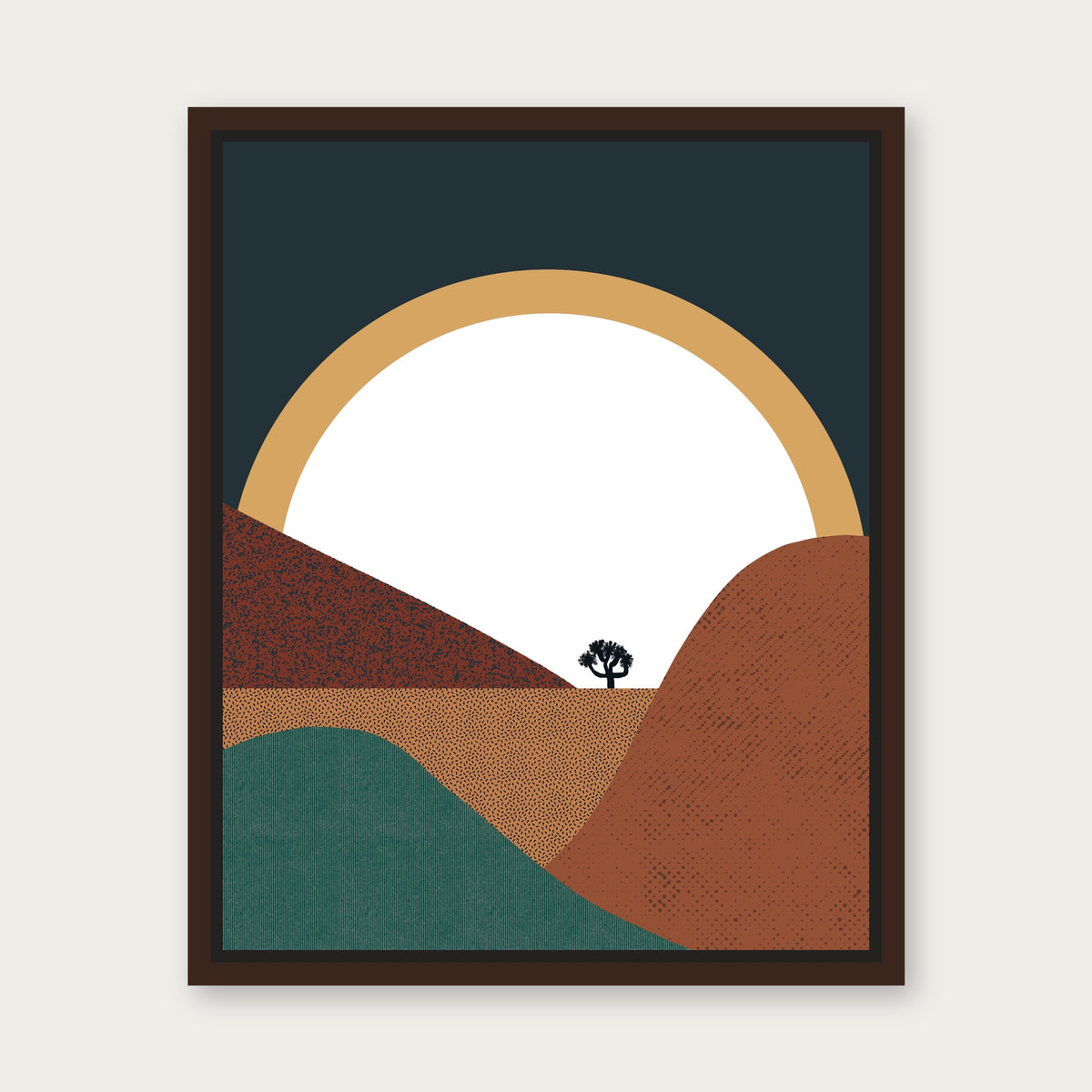 Yucca Floating Frame Canvas - Espresso floating frame